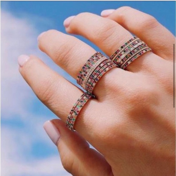 EF Collection Rainbow Eternity Ring in 14k White Gold, Size 6 - Picture 1 of 4